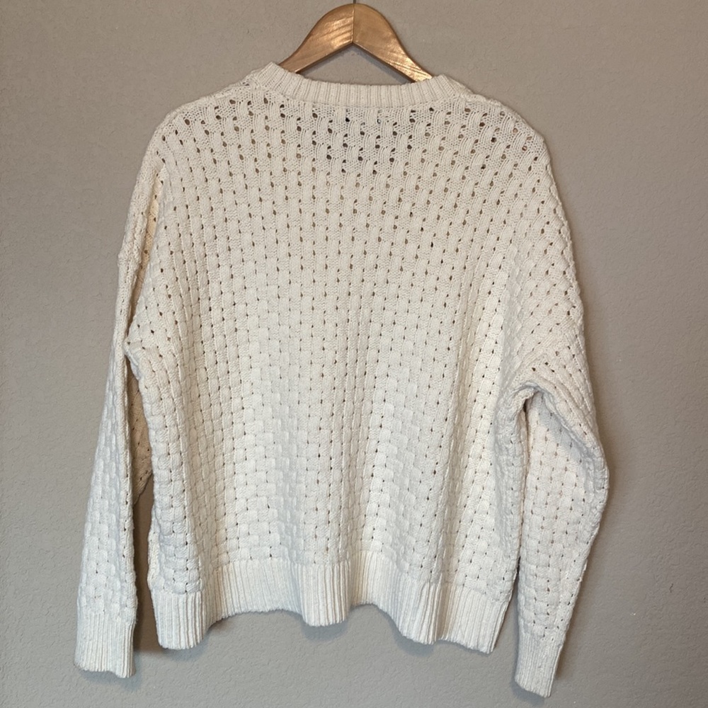 Madewell Basketweave-Stitch Cream Sweater M - Picture 3 of 10